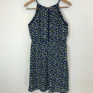 Miami Floral Halter Mini Dress with Ladder Stitch Detail (Size S)
